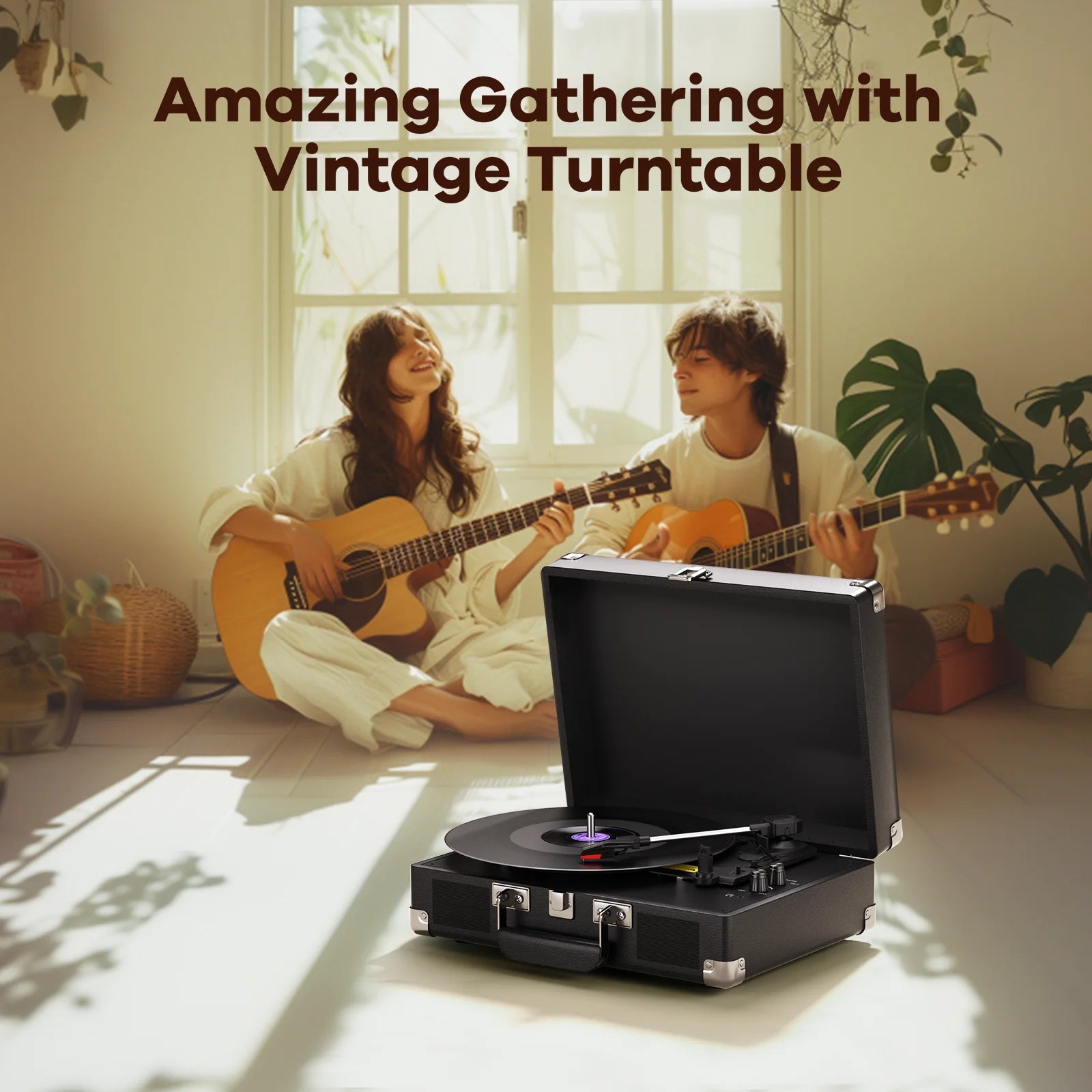Maio Vintage Gramophone: Belt - Driven Turntable with Built - in Speakers - Homebound Essentials