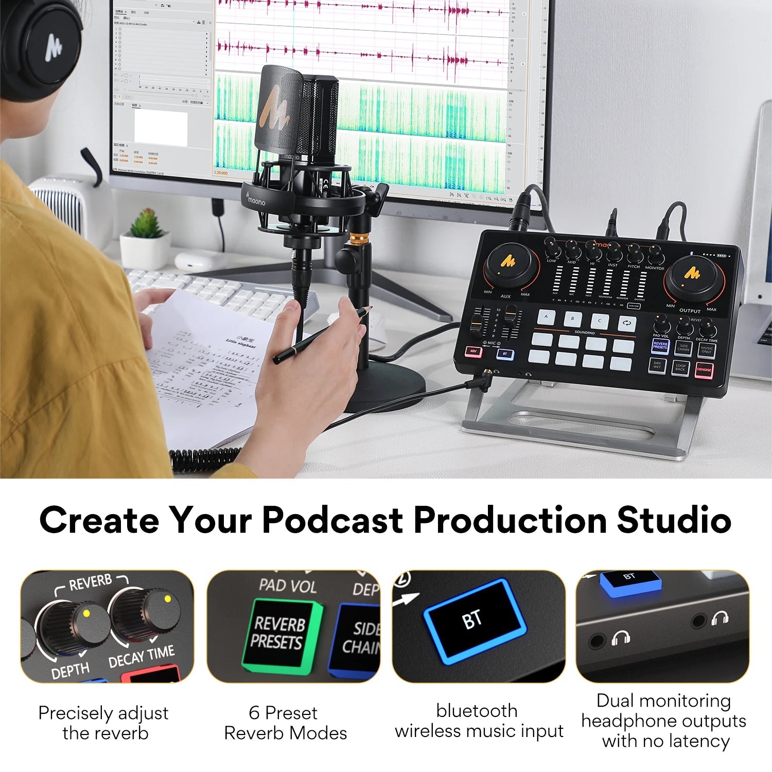 Maono Maonocaster AME2 Audio Interface Mixer - Homebound Essentials