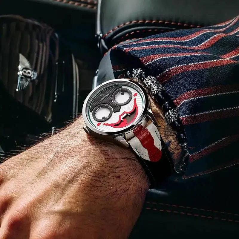 Mark Fairwhale Luxury Fashion Watch for Men - Swiss Movement, Leather Strap, Joker Replica Quartz Wristwatch, Ideal Gift Reloj Hombre - Homebound Essentials