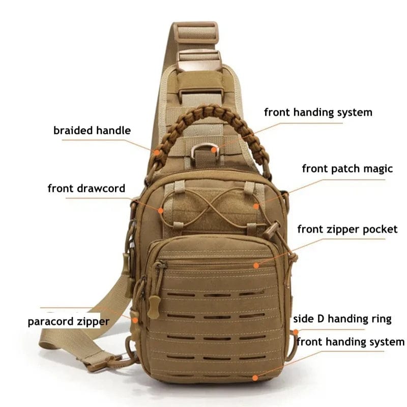 Men's Outdoor Chest Bag Military Tactical Shoulder Bag Sling Backpack 900D Oxford Mountaineering Camping Fishing Hiking Molle Mi - Homebound Essentials