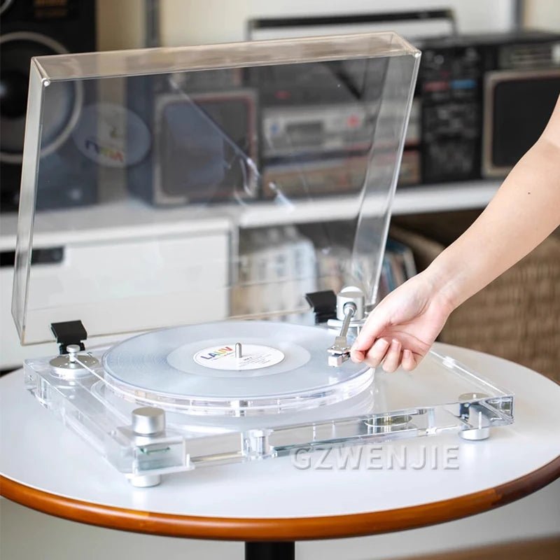 Modern Acrylic Transparent Vinyl 33/45RPM Record Player - Homebound Essentials