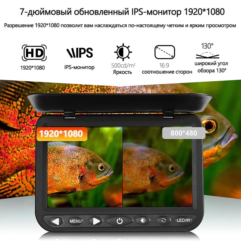 MOQCQGR 25M 10000mAh Battery Fishing Camera – 7 - Inch 1080P LCD Underwater Fish Finder - Homebound Essentials