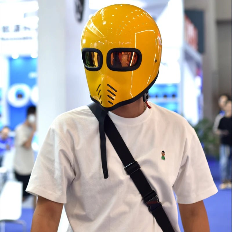 Premium Vintage Retro Fiberglass Full Face Motorcycle Helmet - Homebound Essentials