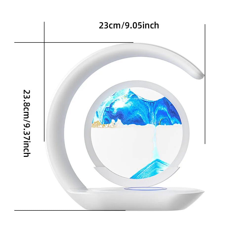 Quicksand Table Lamp with Wireless Charging – 3D Hourglass Sand Painting Night Light - Homebound Essentials