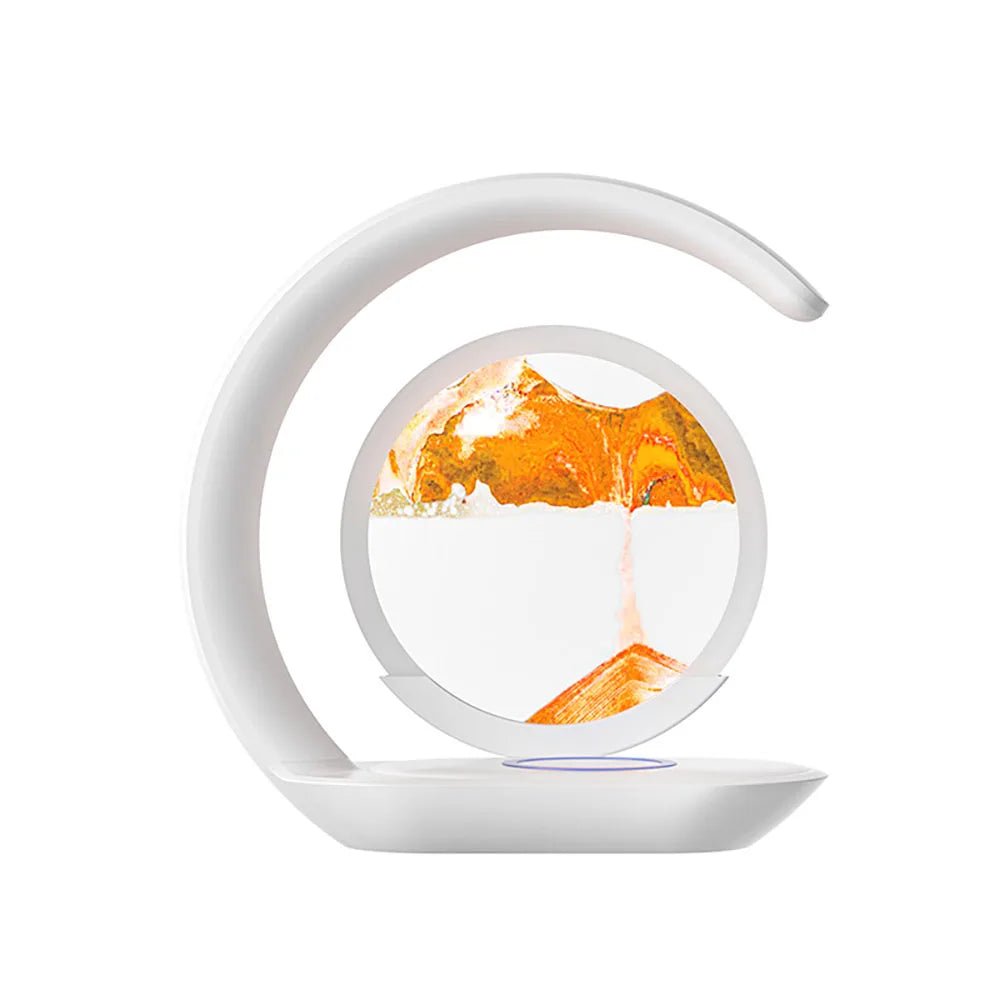 Quicksand Table Lamp with Wireless Charging – 3D Hourglass Sand Painting Night Light - Homebound Essentials