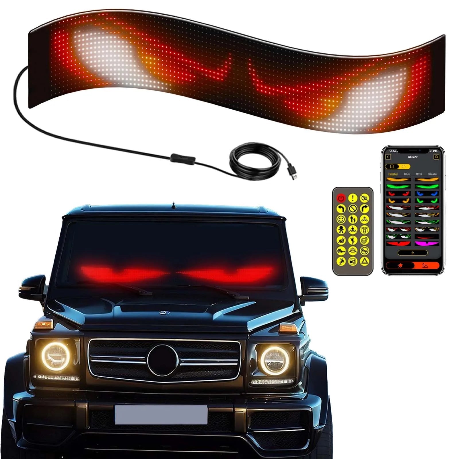 Rayhome Devil Eyes LED Display: Programmable Scrolling Sign for Vehicles - Homebound Essentials