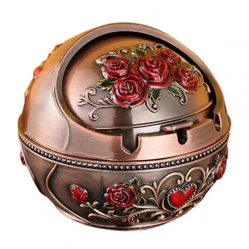 Retro Ashtray Household Cigarette Smoking Holder - Zinc Alloy Large Ash Holder with Lid for Home Decor - Homebound Essentials
