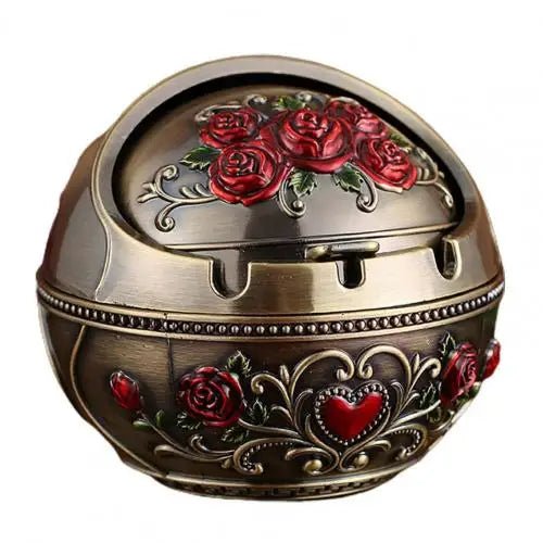 Retro Ashtray Household Cigarette Smoking Holder - Zinc Alloy Large Ash Holder with Lid for Home Decor - Homebound Essentials