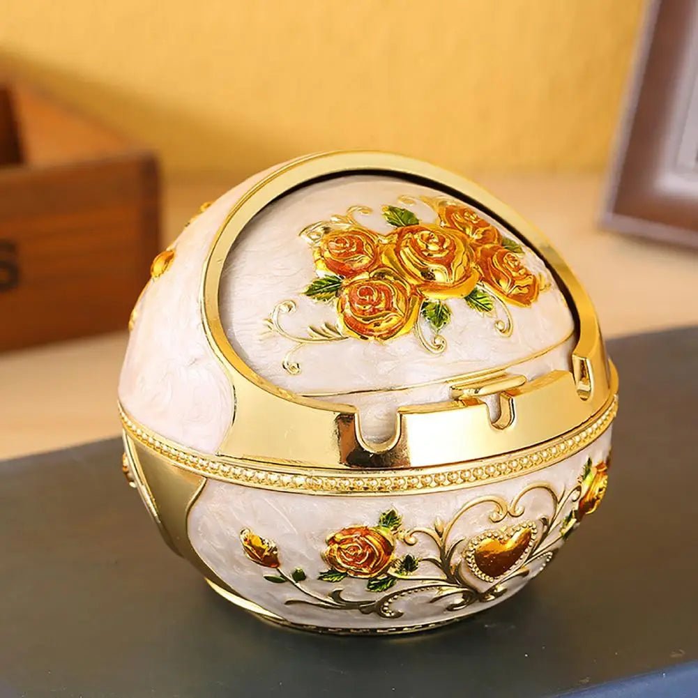 Retro Ashtray Household Cigarette Smoking Holder - Zinc Alloy Large Ash Holder with Lid for Home Decor - Homebound Essentials