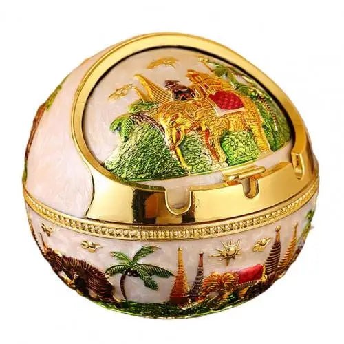 Retro Ashtray Household Cigarette Smoking Holder - Zinc Alloy Large Ash Holder with Lid for Home Decor - Homebound Essentials