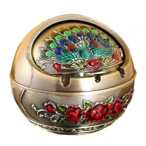 Retro Ashtray Household Cigarette Smoking Holder - Zinc Alloy Large Ash Holder with Lid for Home Decor - Homebound Essentials