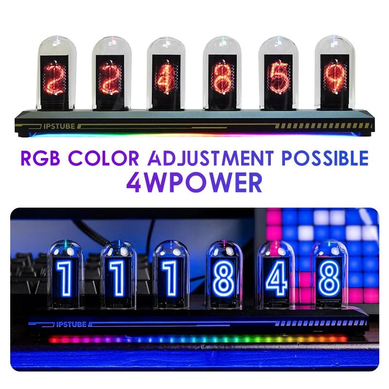 RGB Nixie Tube Clock with IPS Color Screen – DIY Analog Digital Glow Tube Clock - Homebound Essentials