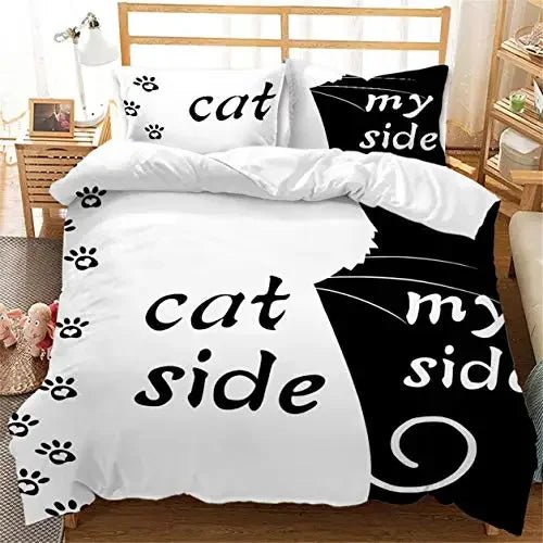 Romantic Black & White Polyester Duvet Cover Set - Homebound Essentials