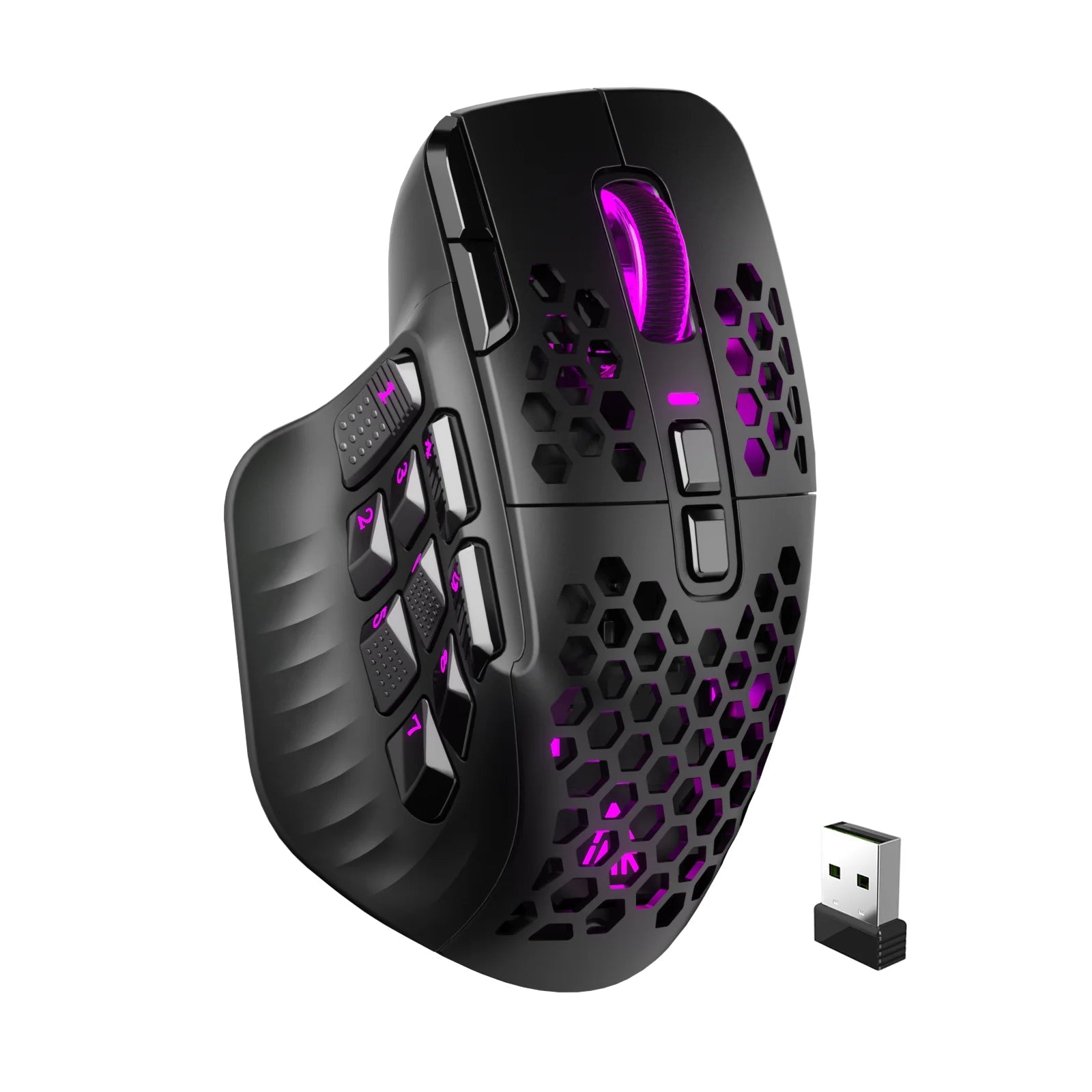 SM809 Pro Wireless MMO Gaming Mouse 16 Side Buttons 24000 DPI RGB Honeycomb Programmable Macro Wireless mouse - Homebound Essentials