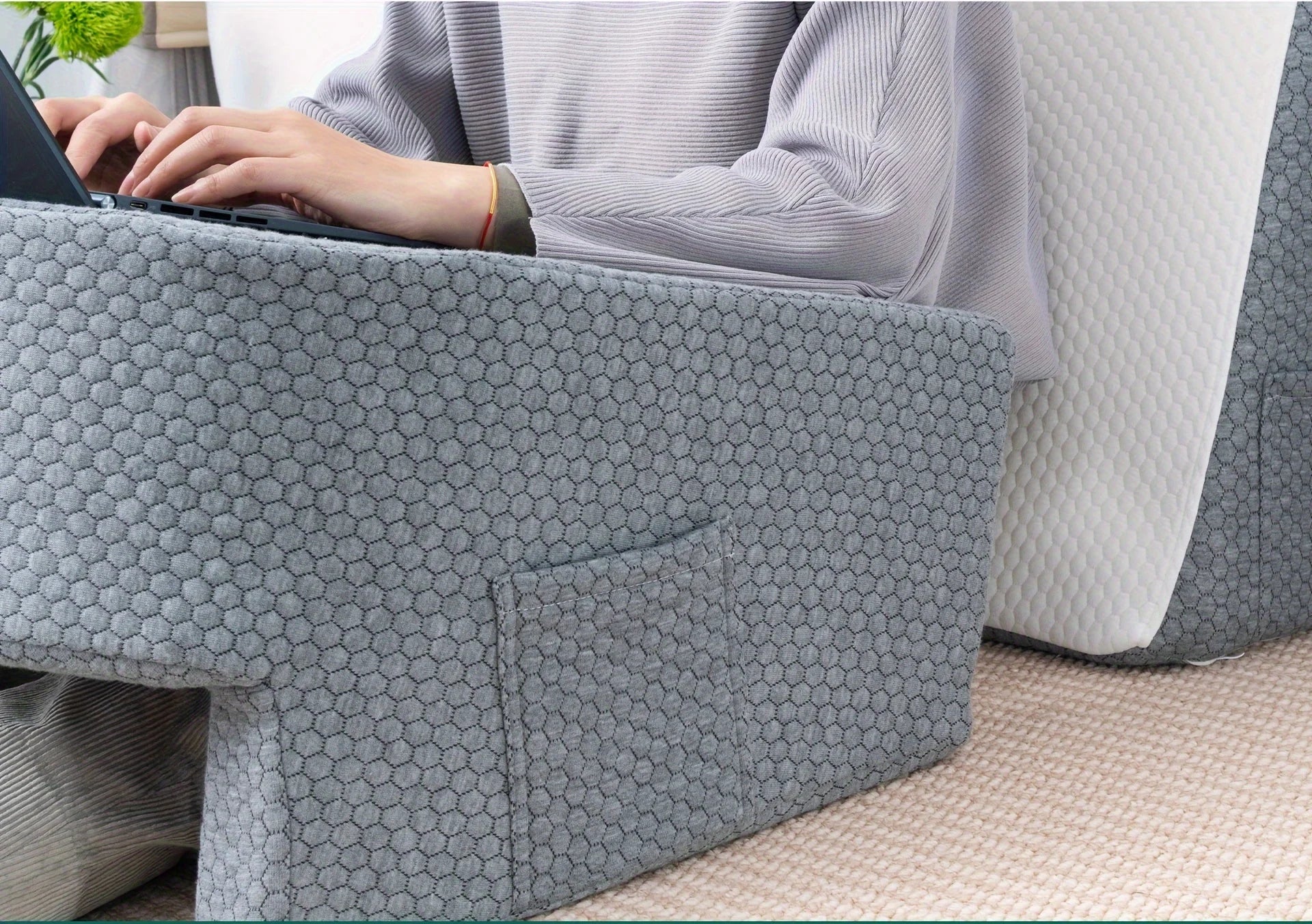 Soft Reading Pillow with Arm Rest | Lap Desk Pillow for Gaming, Working, Sitting on Floor or Sofa | Removable & Washable Cover - Homebound Essentials