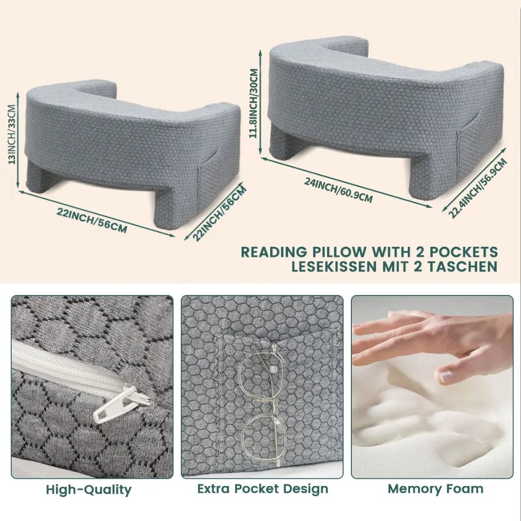 Soft Reading Pillow with Arm Rest | Lap Desk Pillow for Gaming, Working, Sitting on Floor or Sofa | Removable & Washable Cover - Homebound Essentials