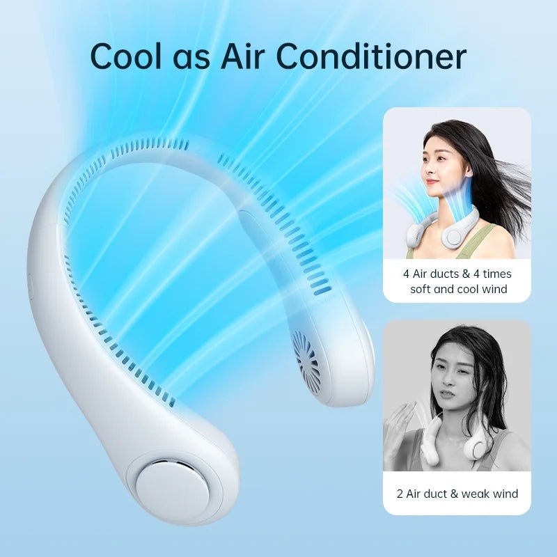 SportBreeze Adjustable Neck Fan: 4000 mAh Battery Rechargeable, 5 Speeds Adjustable,Twistable Hands - Free Bladeless Neckband for Sports - Homebound Essentials