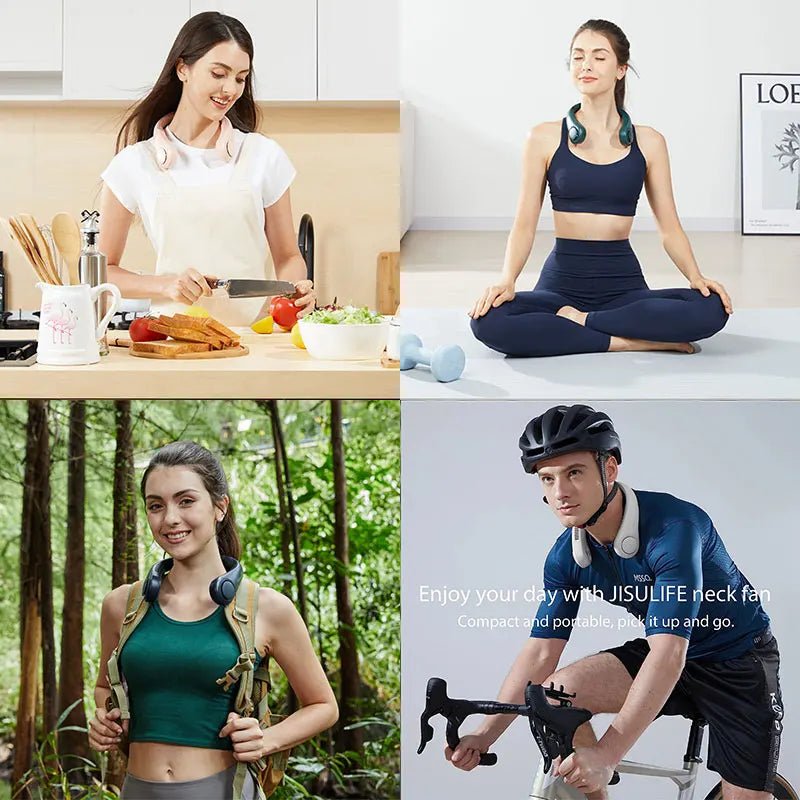 SportBreeze Adjustable Neck Fan: 4000 mAh Battery Rechargeable, 5 Speeds Adjustable,Twistable Hands - Free Bladeless Neckband for Sports - Homebound Essentials