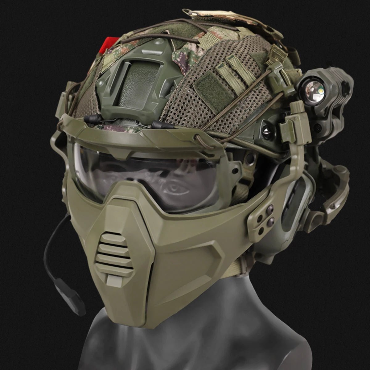 Tactical Airsoft Noise Reduction Military Headphones Night Vision Helmet Set with Flashlight - Homebound Essentials