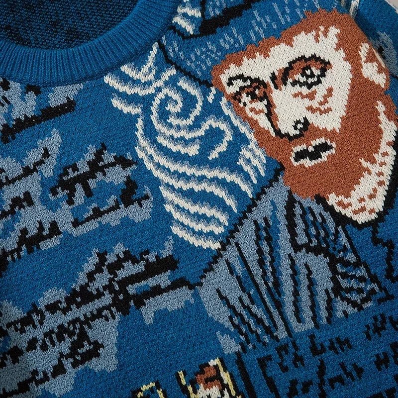 Van Gogh Graffiti Print Knitted Sweater – High Street Fashion - Homebound Essentials