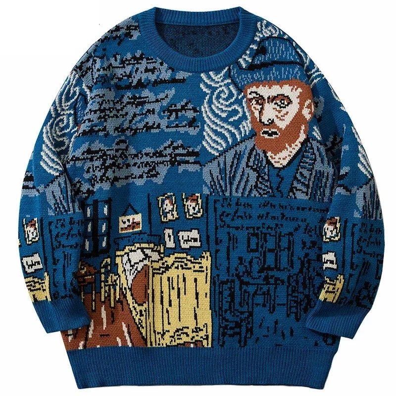 Van Gogh Graffiti Print Knitted Sweater – High Street Fashion - Homebound Essentials