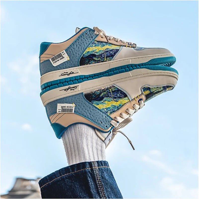 Van Gogh - Oil - Painting Inspired Walking & Skateboarding Sneakers for Girls and Boys - Homebound Essentials