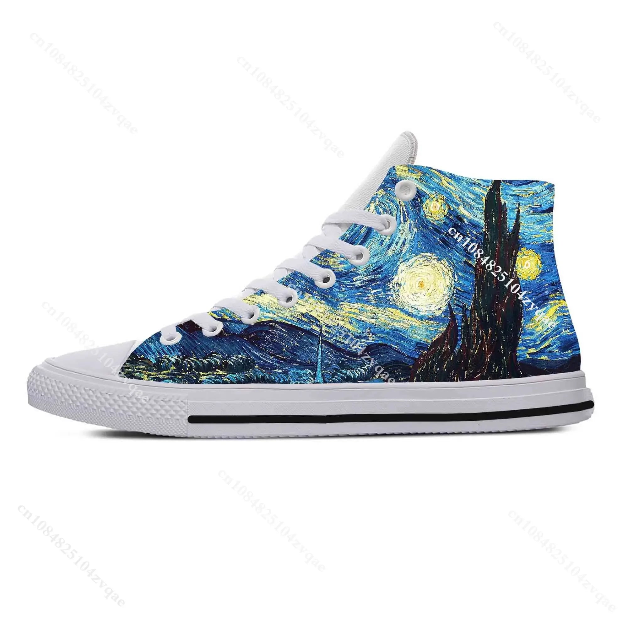 Van Gogh Starry Night Oil Painting High - Top Comfortable Sneakers - Homebound Essentials