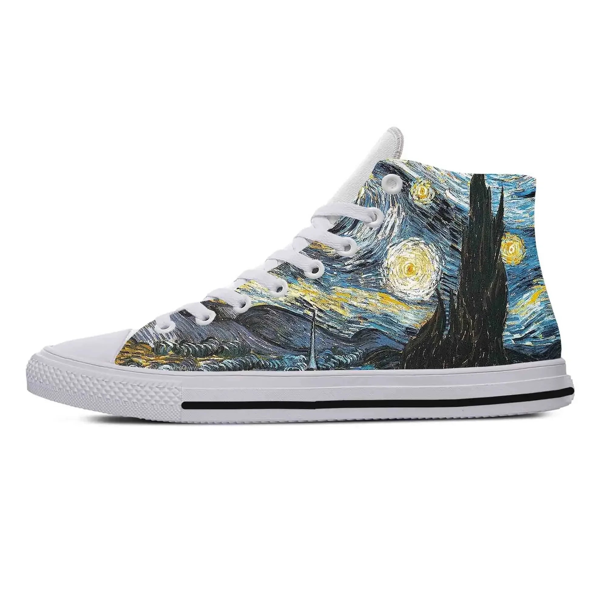 Van Gogh Starry Night Oil Painting High - Top Comfortable Sneakers - Homebound Essentials