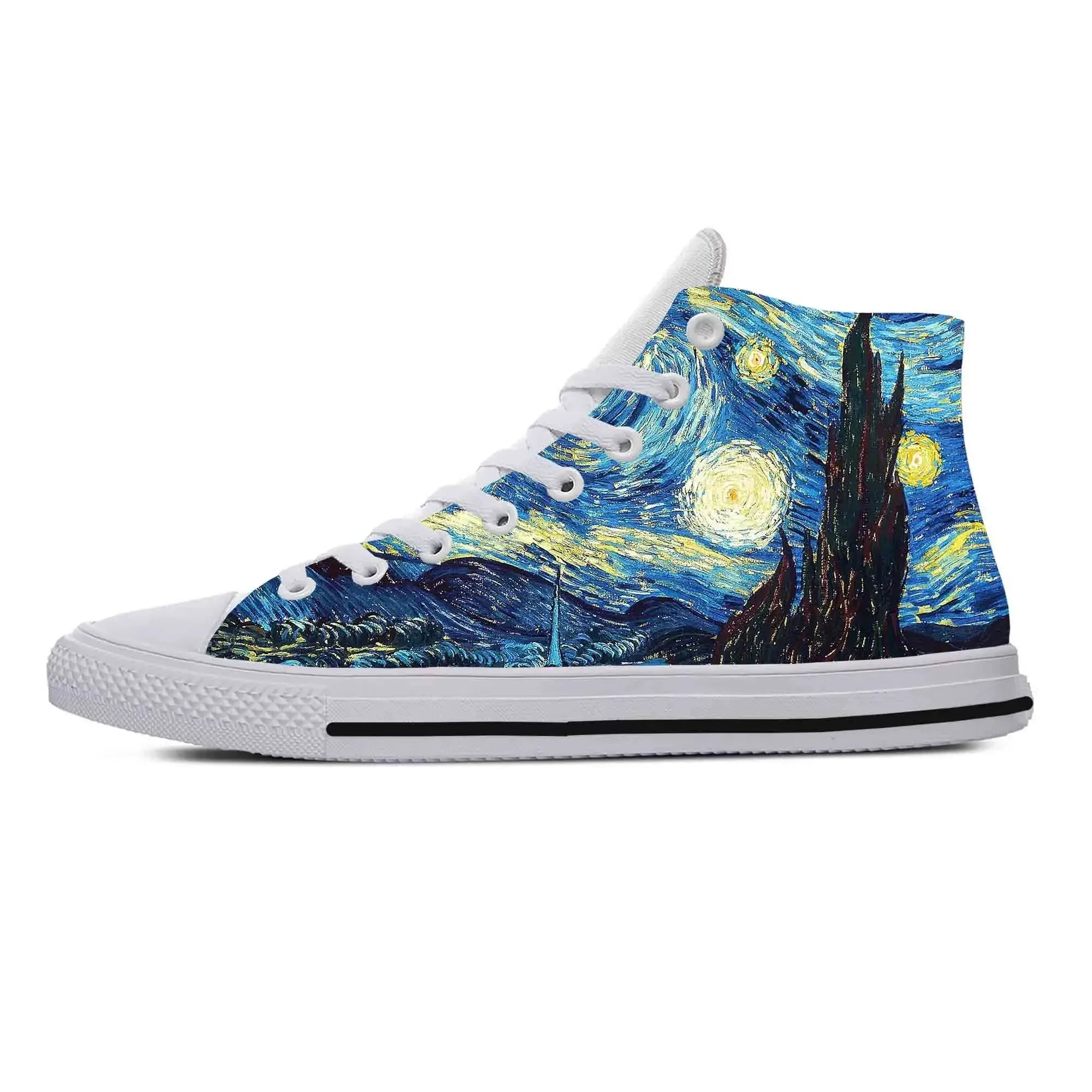 Van Gogh Starry Night Oil Painting High - Top Comfortable Sneakers - Homebound Essentials