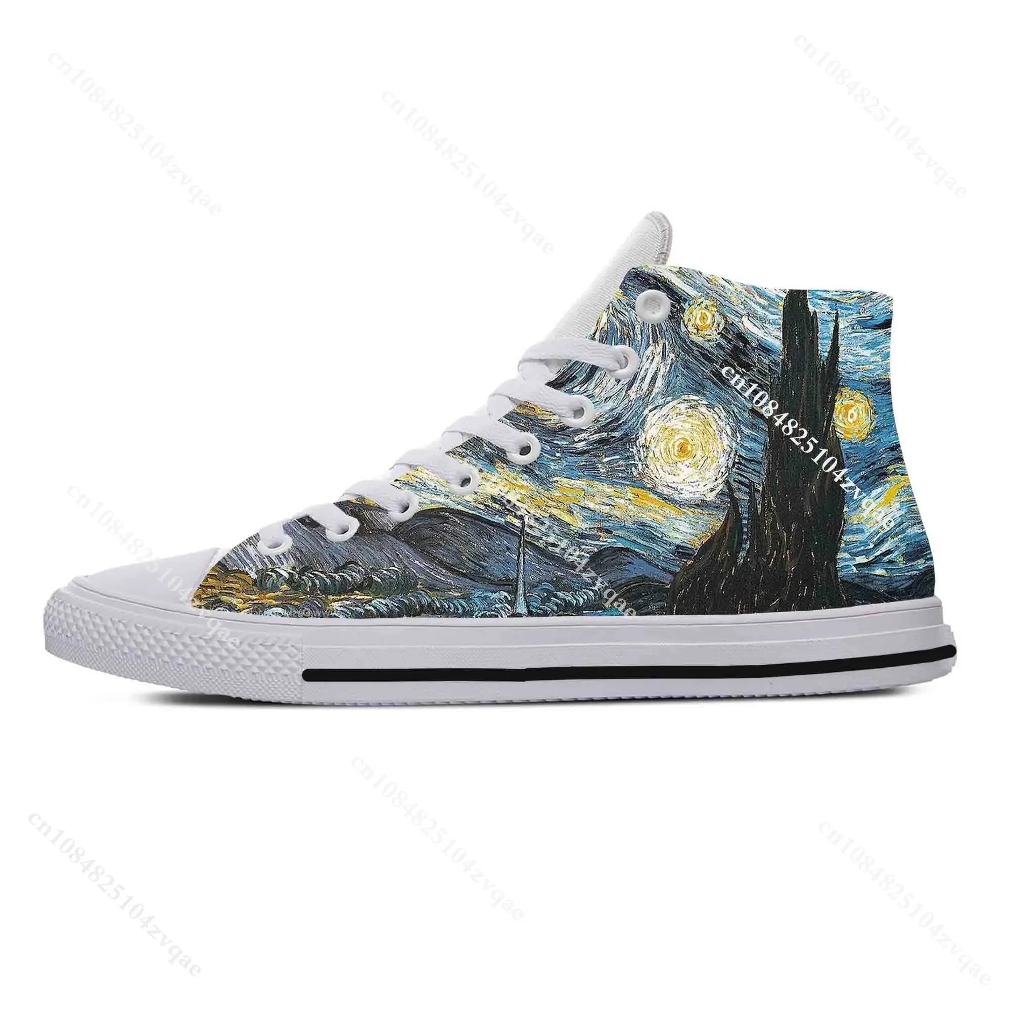Van Gogh Starry Night Oil Painting High - Top Comfortable Sneakers - Homebound Essentials