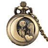 Vintage Antique Cameo Embossed Heart Moon Girl Flip Pocket Watch Pendant Necklaces - Homebound Essentials