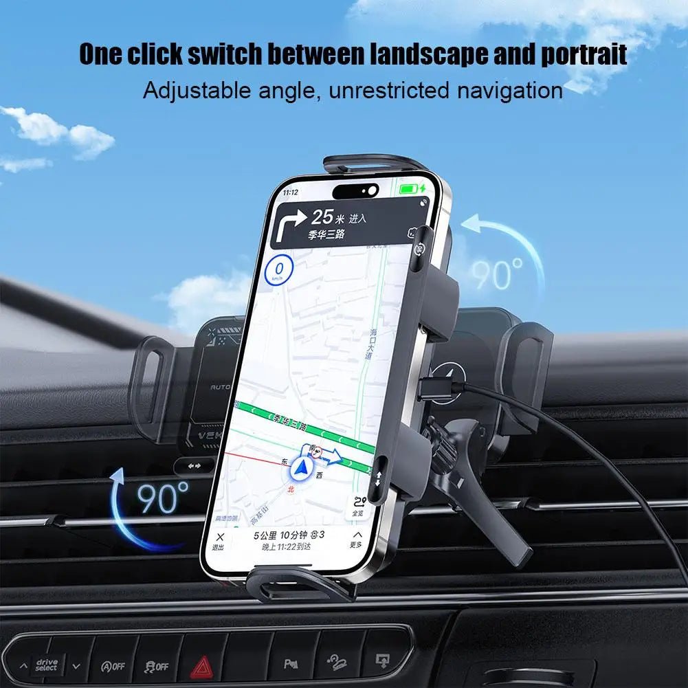 Wireless Fast Car Charger Mount | Gravity Phone Holder for Samsung | Automatic Rotating Charging Stand - Homebound Essentials