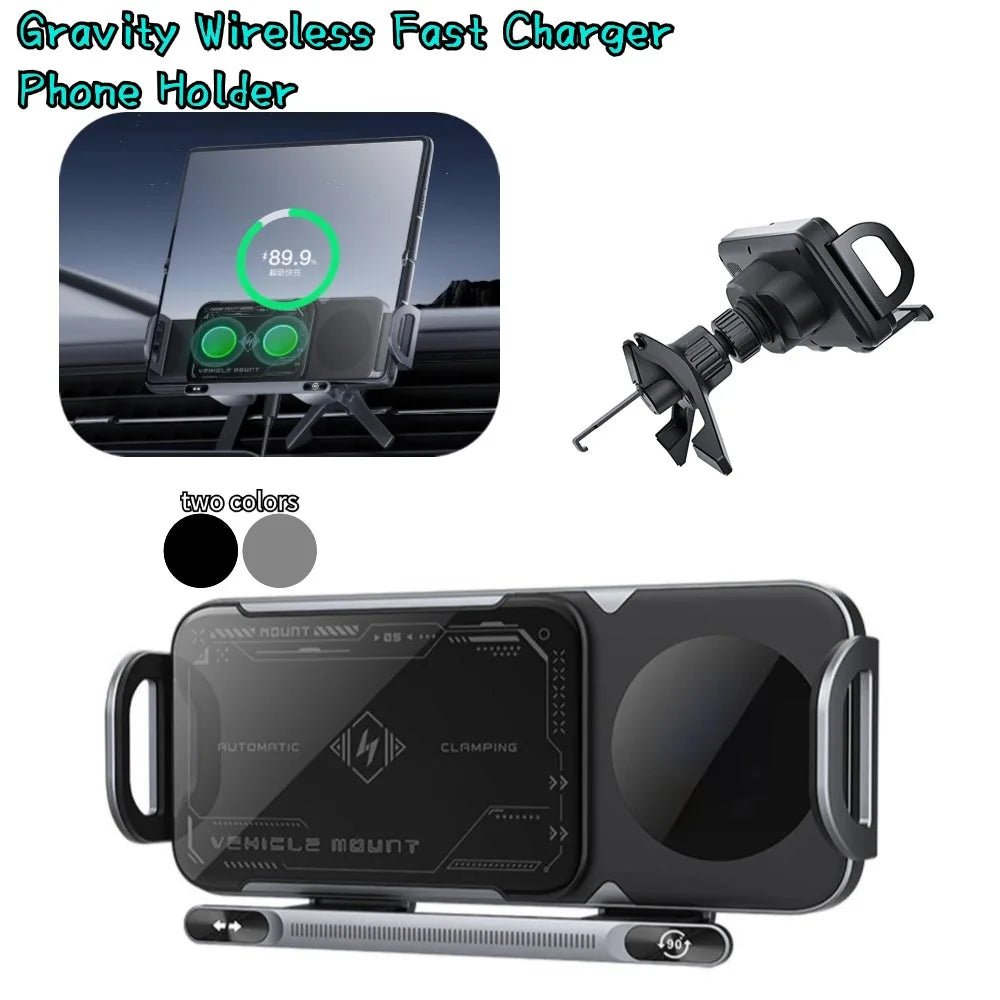 Wireless Fast Car Charger Mount | Gravity Phone Holder for Samsung | Automatic Rotating Charging Stand - Homebound Essentials