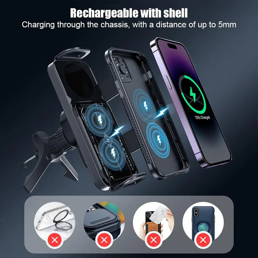 Wireless Fast Car Charger Mount | Gravity Phone Holder for Samsung | Automatic Rotating Charging Stand - Homebound Essentials